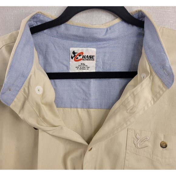 Chase Authentics Mens XXL Beige Button-Up Shirt Cotton Racing Nascar - Picture 3 of 9